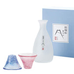Handmade Sake Cup and Carafe Gift Set (Blue and Red)