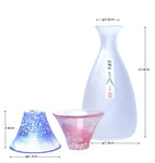 Handmade Sake Cup and Carafe Gift Set (Blue and Red)