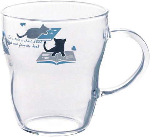 Kitten Glass Mug Cup (Blue)